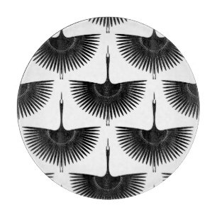 Graceful Crane: Oriental Bird Pattern Cutting Board