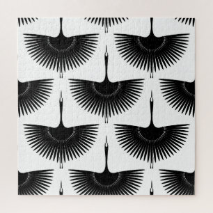 Graceful Crane: Oriental Bird Pattern Jigsaw Puzzle