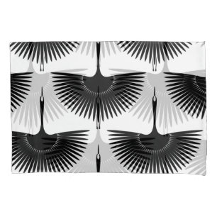 Graceful Crane: Oriental Bird Pattern Pillowcase