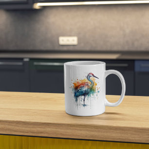 Graceful Crane: Watercolor Art Coffee Mug