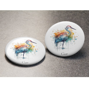 Graceful Crane: Watercolor Art, custom Bottle Opener