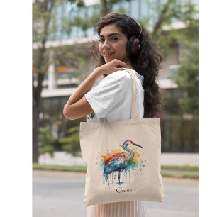 Graceful Crane: Watercolor Art, custom Tote Bag