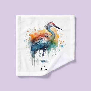 Graceful Crane, Watercolor Art, custom Wash Cloth