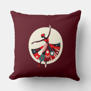 Graceful Dancer in Geometric Motion Cushion