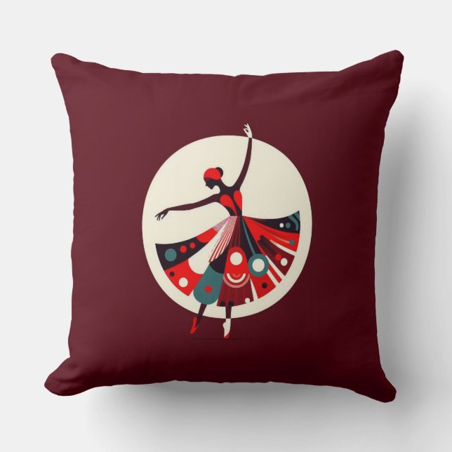 Graceful Dancer in Geometric Motion Cushion (Front)
