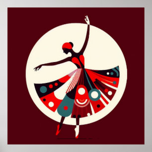 Graceful Dancer in Geometric Motion Poster