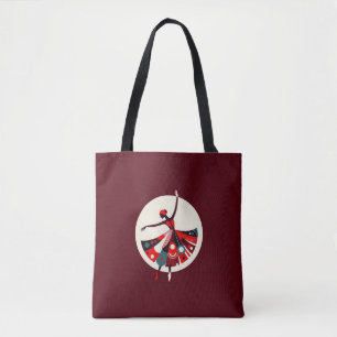 Graceful Dancer in Geometric Motion Tote Bag
