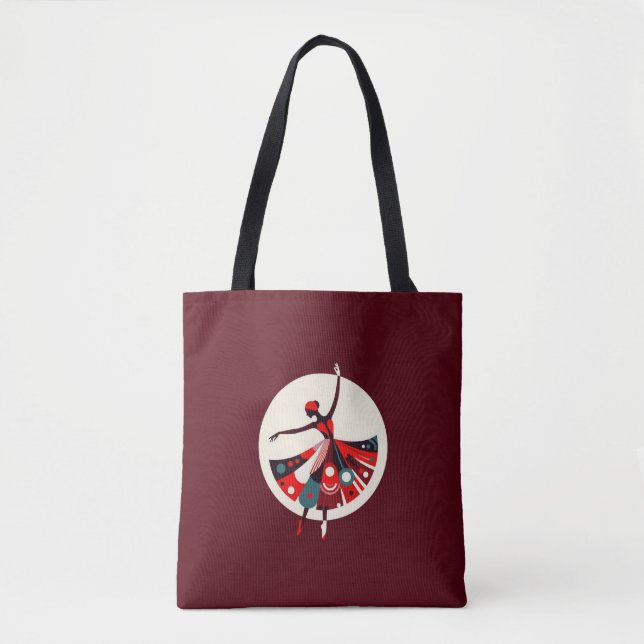 Graceful Dancer in Geometric Motion Tote Bag (Front)