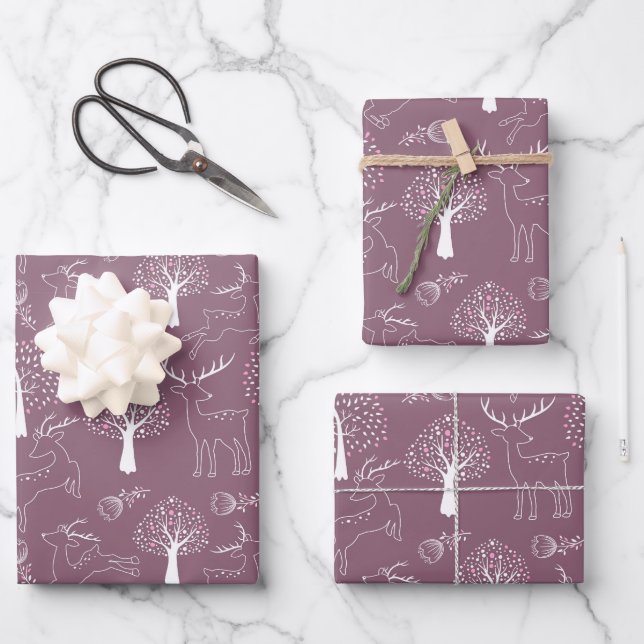 Graceful Deer Harmony: Fawn-themed Gift Wrapping Paper Sheet