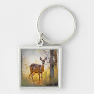 Graceful Deer in the Forest Nature Design Key Ring