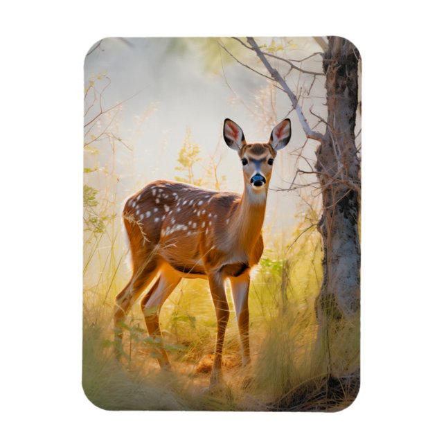 Graceful Deer in the Forest Nature Design Magnet (Vertical)