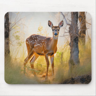 Graceful Deer in the Forest Nature Design Mouse Pad
