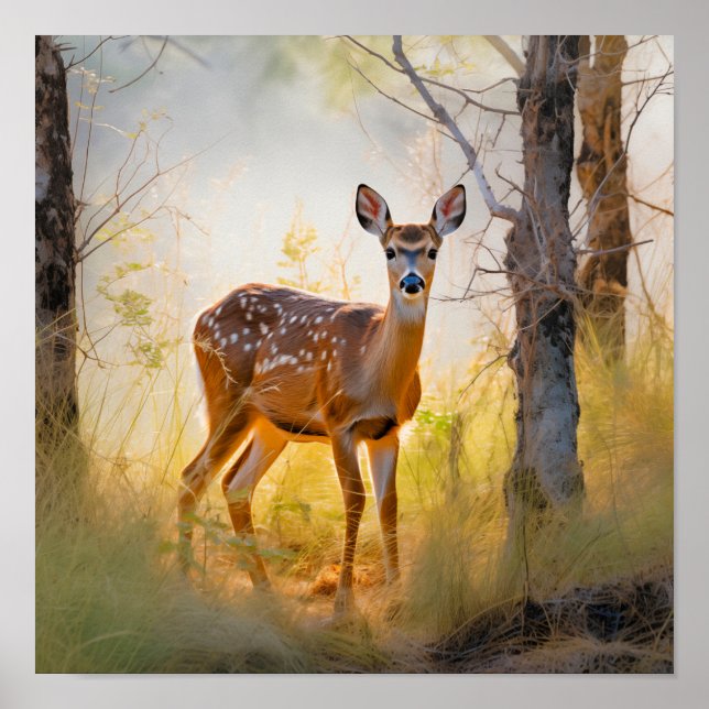 Graceful Deer in the Forest Nature Design Poster (Front)