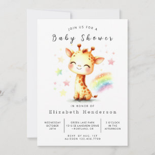 Graceful Digital Giraffe Baby Shower Invitation