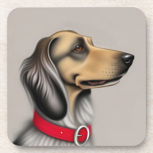 Graceful Dog With Red Collar Posed Sideways Coaster