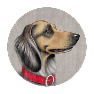 Graceful Dog With Red Collar Posed Sideways Cutting Board