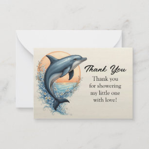 Graceful Dolphin at Sunset Thank You Card