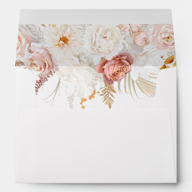 Graceful Elegance: Flawless Blush Floral Wedding Envelope (Back (Bottom))