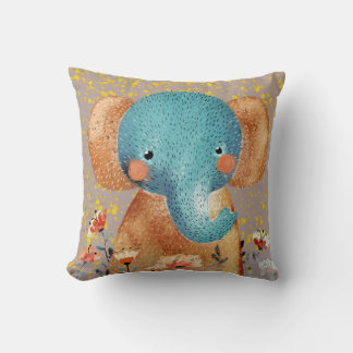 Graceful Elephant in the Wild Cushion