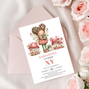 Graceful Fairy 3rd Birthday Pastel Pink Invitation
