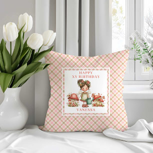 Graceful Fairy Blush Pink Flowers Birthday Pillow