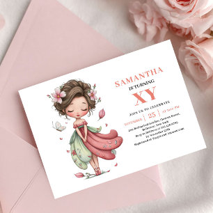 Graceful Fairy Girl Birthday Blush Pink invitation