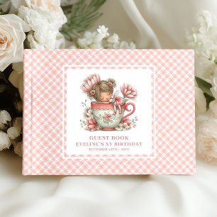 Graceful Fairy Girl Birthday Pink Floral Guestbook
