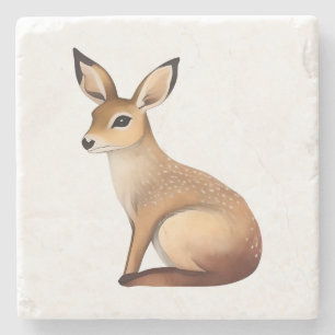 Graceful Fawn Illustration – Modern Woodland Charm Stone Coaster