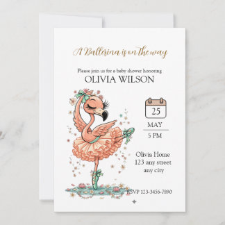 Graceful Flamingo Ballerina in Bloom Invitation