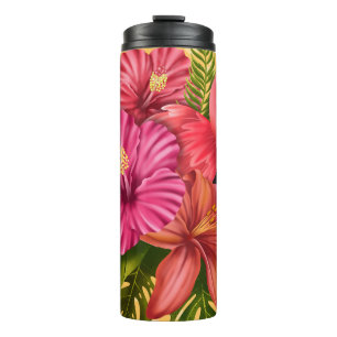Graceful Flamingos And Tropical Flowers Thermal Tumbler