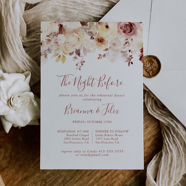 Graceful Floral Night Before Rehearsal Dinner Invitation (Creator Uploaded)