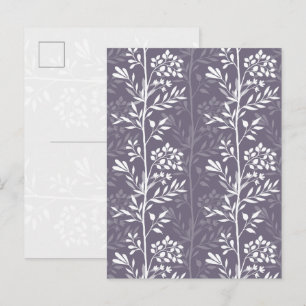 Graceful Floral Silhouette Lavender Purple Minimal Holiday Postcard