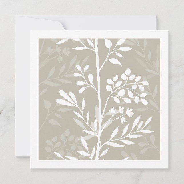 Graceful Floral Silhouette Neutral Beige Minimal Card (Front)