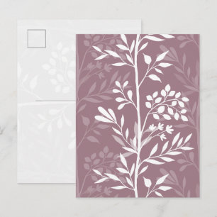 Graceful Floral Silhouette Rose Mauve Minimal Postcard