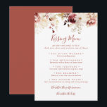 Graceful Floral Wedding Kissing Menu Game Card<br><div class="desc">This graceful floral wedding kissing menu game card is perfect for a rustic wedding reception. The design features dainty watercolor white,  burgundy,  pink roses and fall leaves.</div>