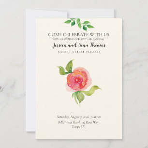 Graceful Floral Wedding Reception Invitation
