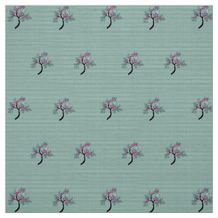 Graceful Flowering Tree Green + Plum 60"  Fabric
