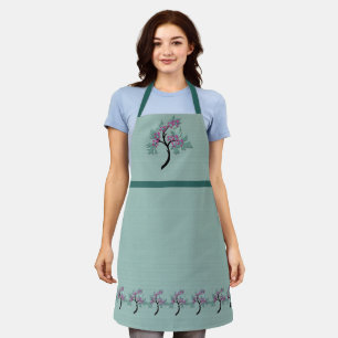 Graceful Flowering Tree Green + Plum  Apron