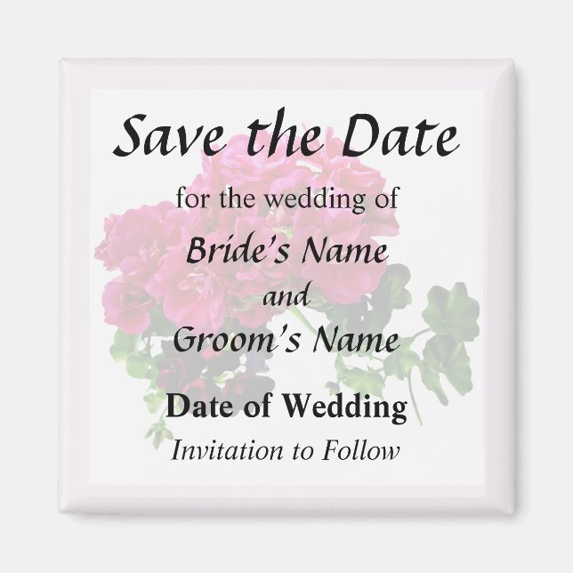 Graceful Geraniums Save the Date Magnet (Front)