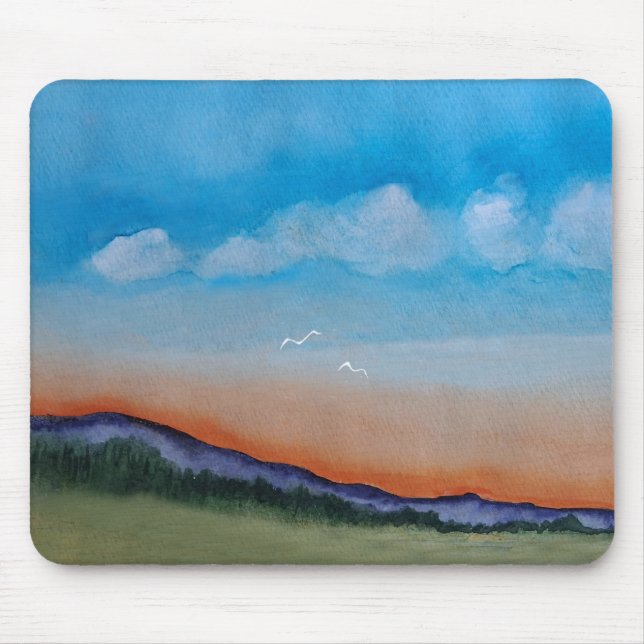 Graceful Glowing Sunset Hills Mouse Pad (Front)