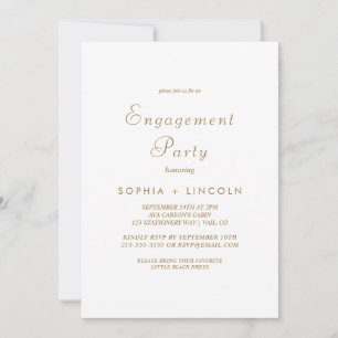 Graceful Gold Calligraphy Engagement Party  Invitation