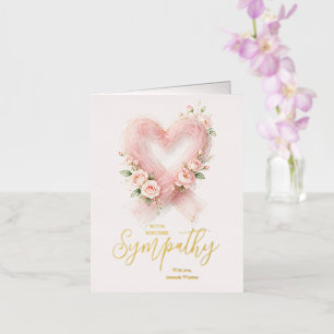 Graceful Gold Foil Ribbon Heart Sympathy AML26 Greeting Card