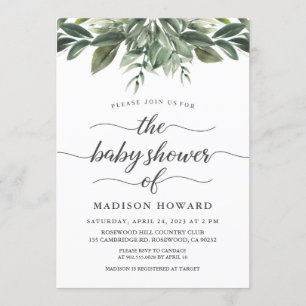 Graceful Greenery Baby Shower Invitation