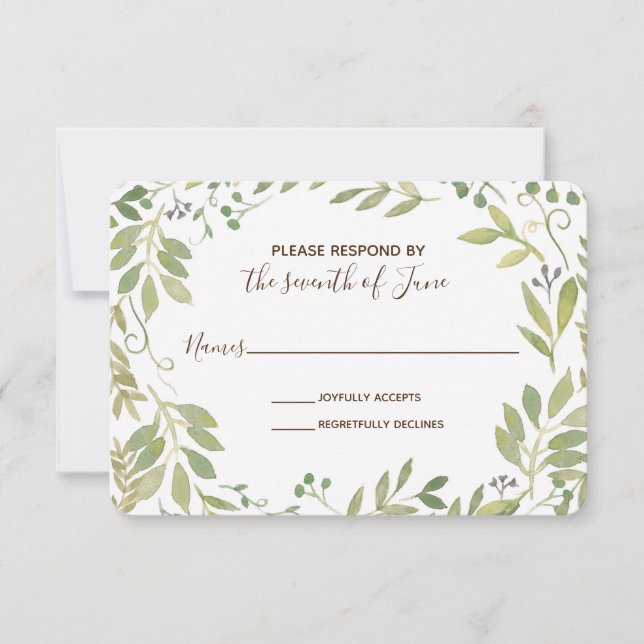 Graceful Greenery Reply Card (Front)