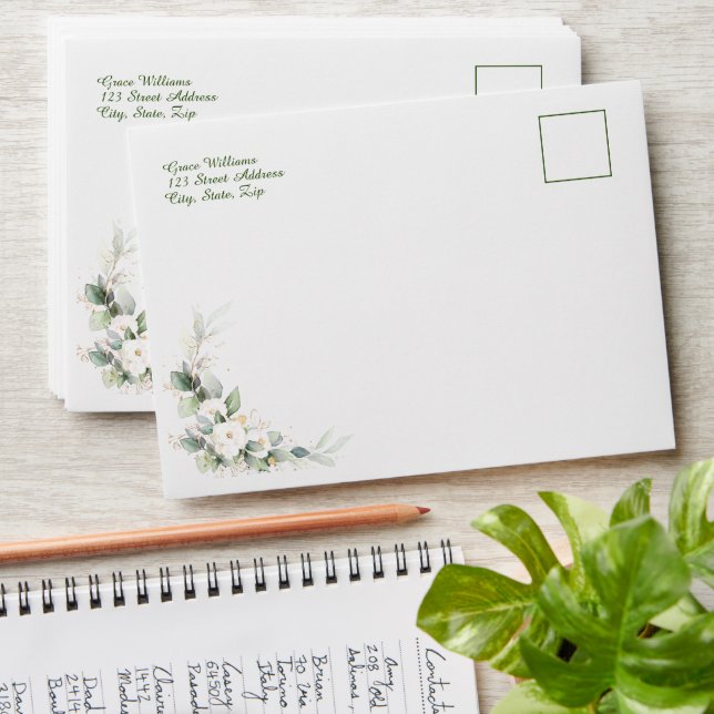Graceful Greenery Wedding Envelope (Stacked)