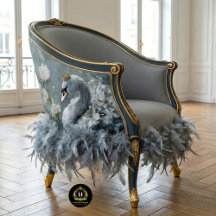 Graceful Grey Swan Gold Crown Floral Decoupage  