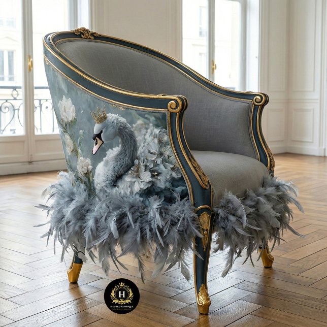 Graceful Grey Swan Gold Crown Floral Decoupage   Tissue Paper (Creator Uploaded)