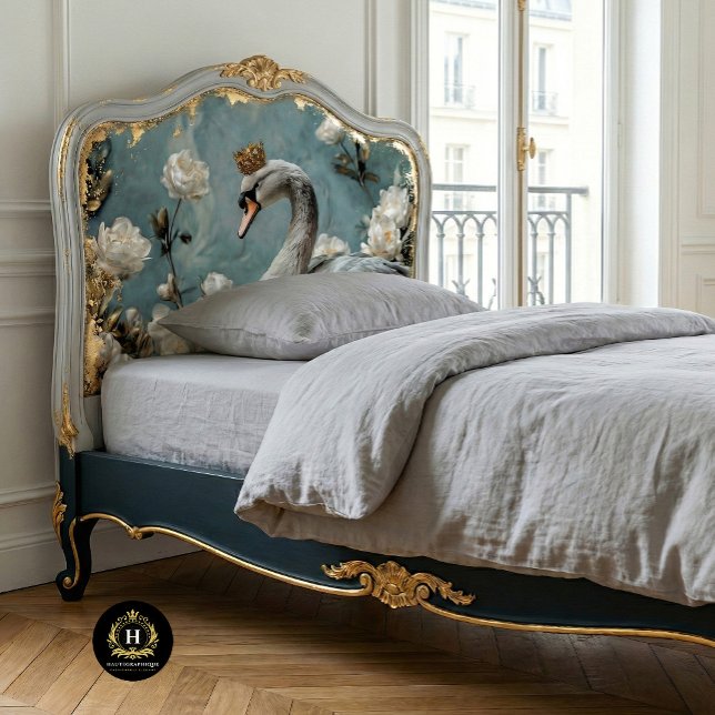 Graceful Grey Swan Gold Crown Floral Decoupage   Tissue Paper (Creator Uploaded)