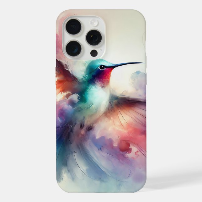 Graceful Hummingbird in Watercolor iPhone Case (Back)