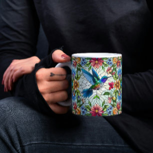 Graceful Hummingbird with Stained Glass Effect Coffee Mug